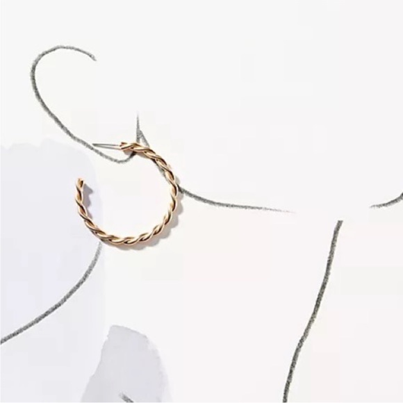 NWT Anthropologie Delicate Twist Gold Hoop Earrings - Picture 4 of 6